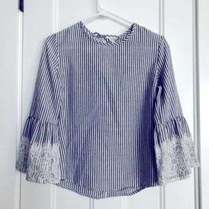(Kontrol Contemporary) Striped Bell Sleeve Blouse - Women’s SIZE MEDIUM